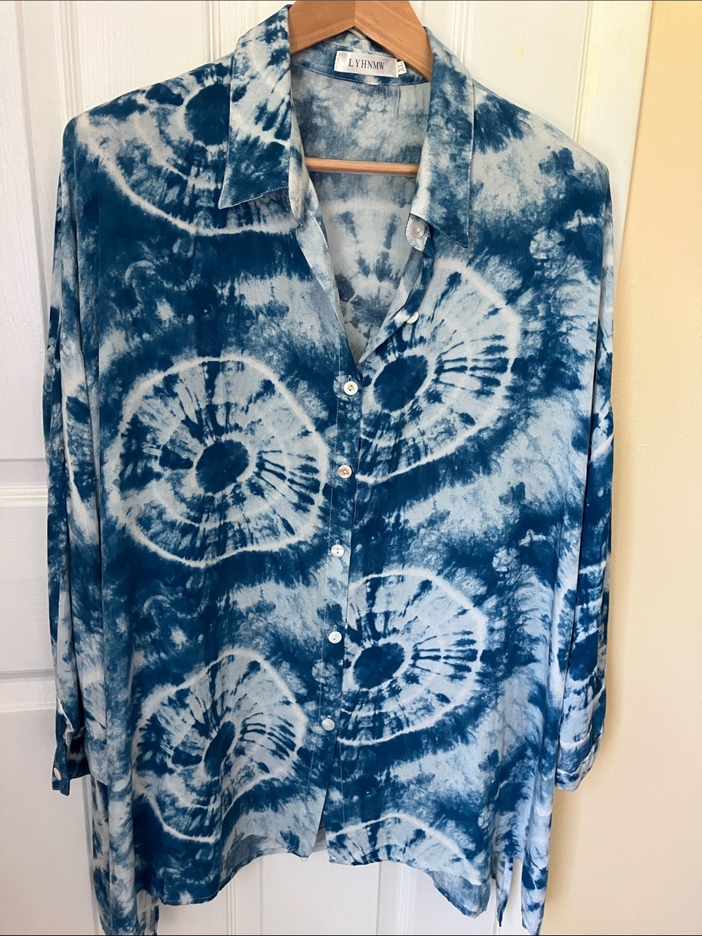 Blue Tie-Dye Button Down Shirt